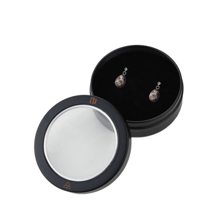 AMELIA DANGLE XS DROP SILVER AND RED EARRINGS - M058 - in Circle Box
