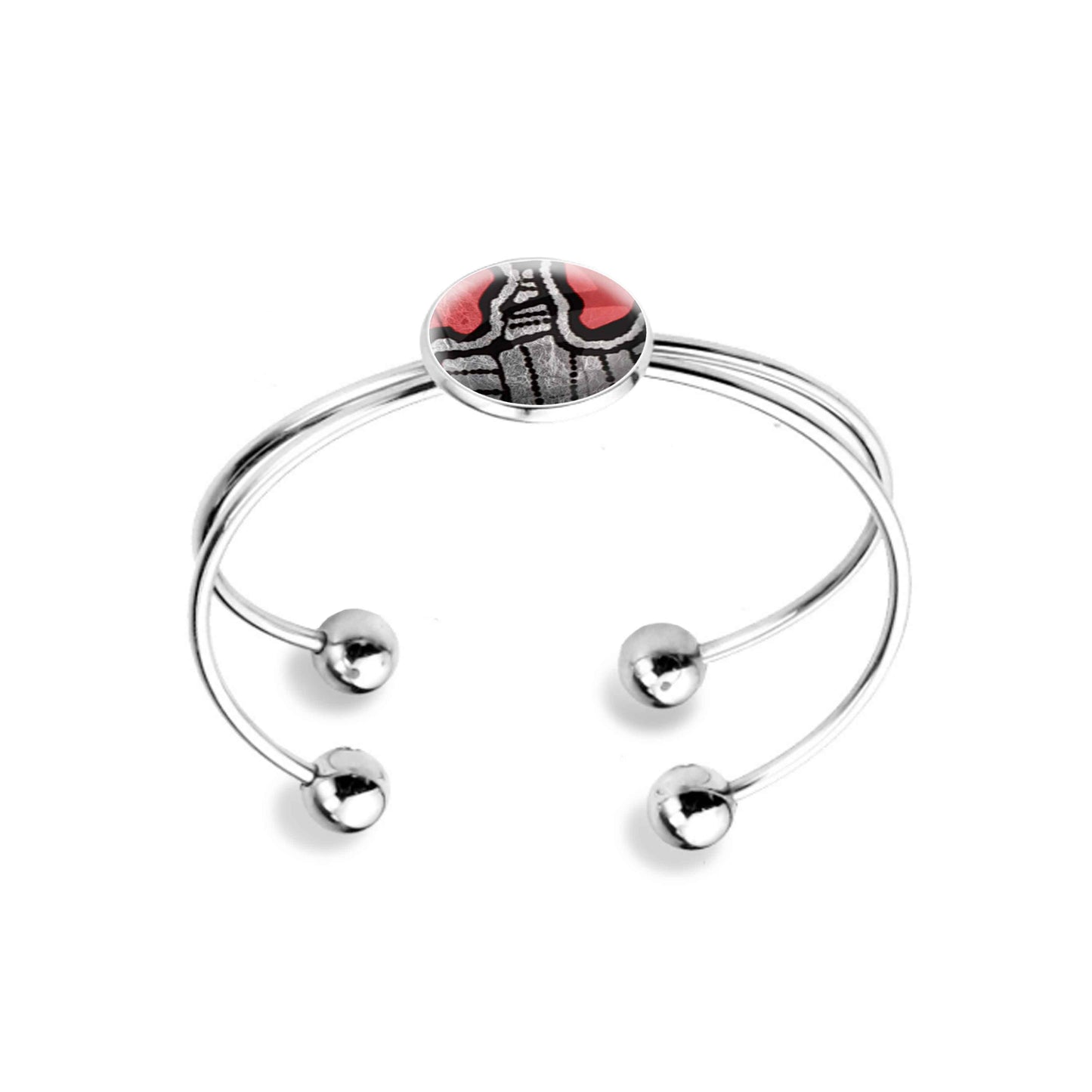 AMELIA SILVER AND RED DOUBLE WIRE BANGLE - B135