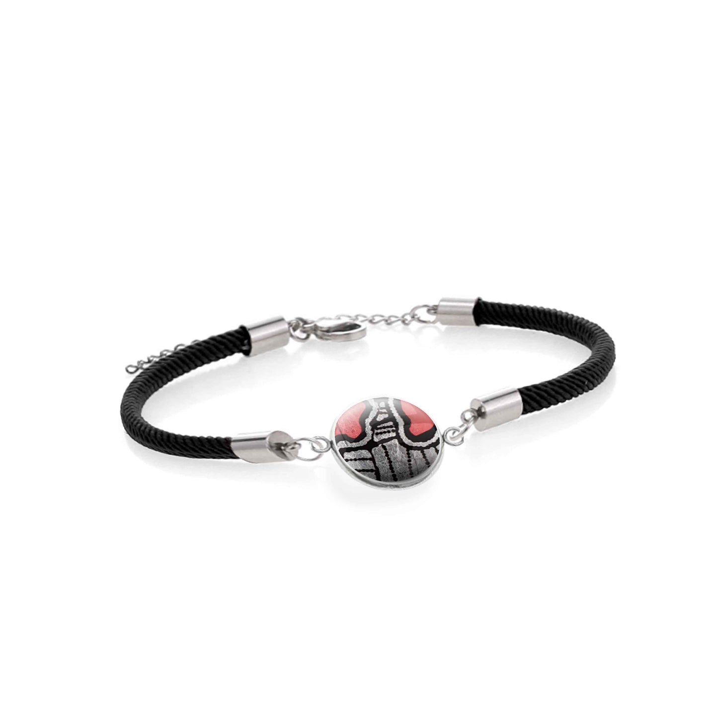 AMELIA SILVER AND RED CORD BRACELET - B131