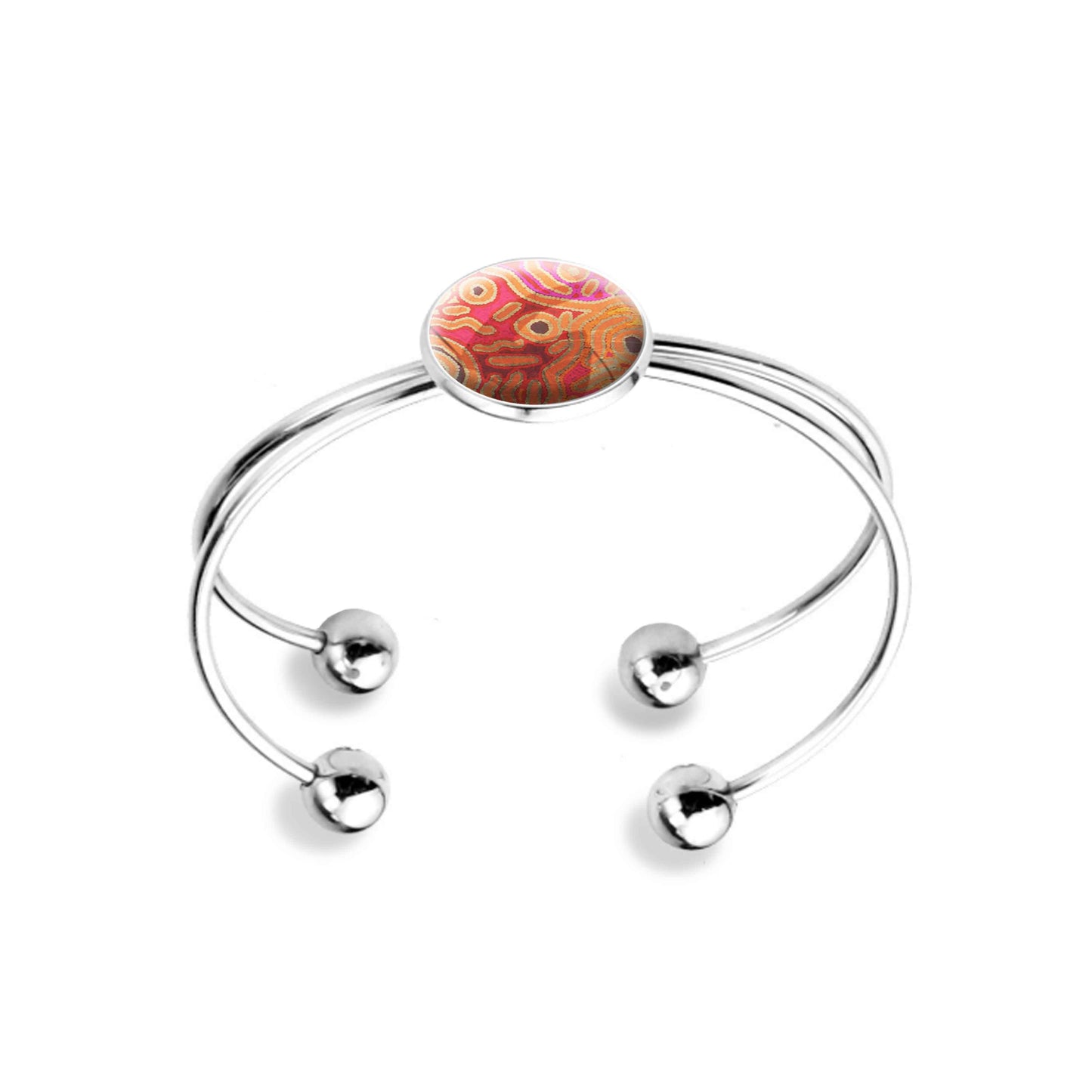 BESS CORAL PINK DOUBLE WIRE BANGLE - B155