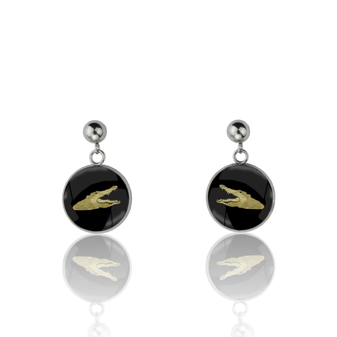 CROCODILE DANGLE DROP CIRCLE EARRINGS - MFY191S - on Satchel