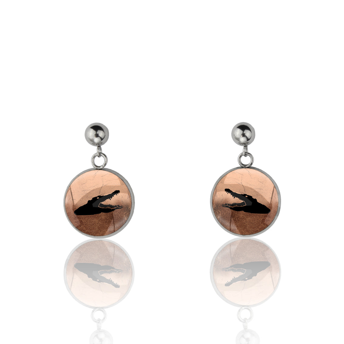 CROCODILE DANGLE DROP CIRCLE EARRINGS - MFY191S - on Satchel