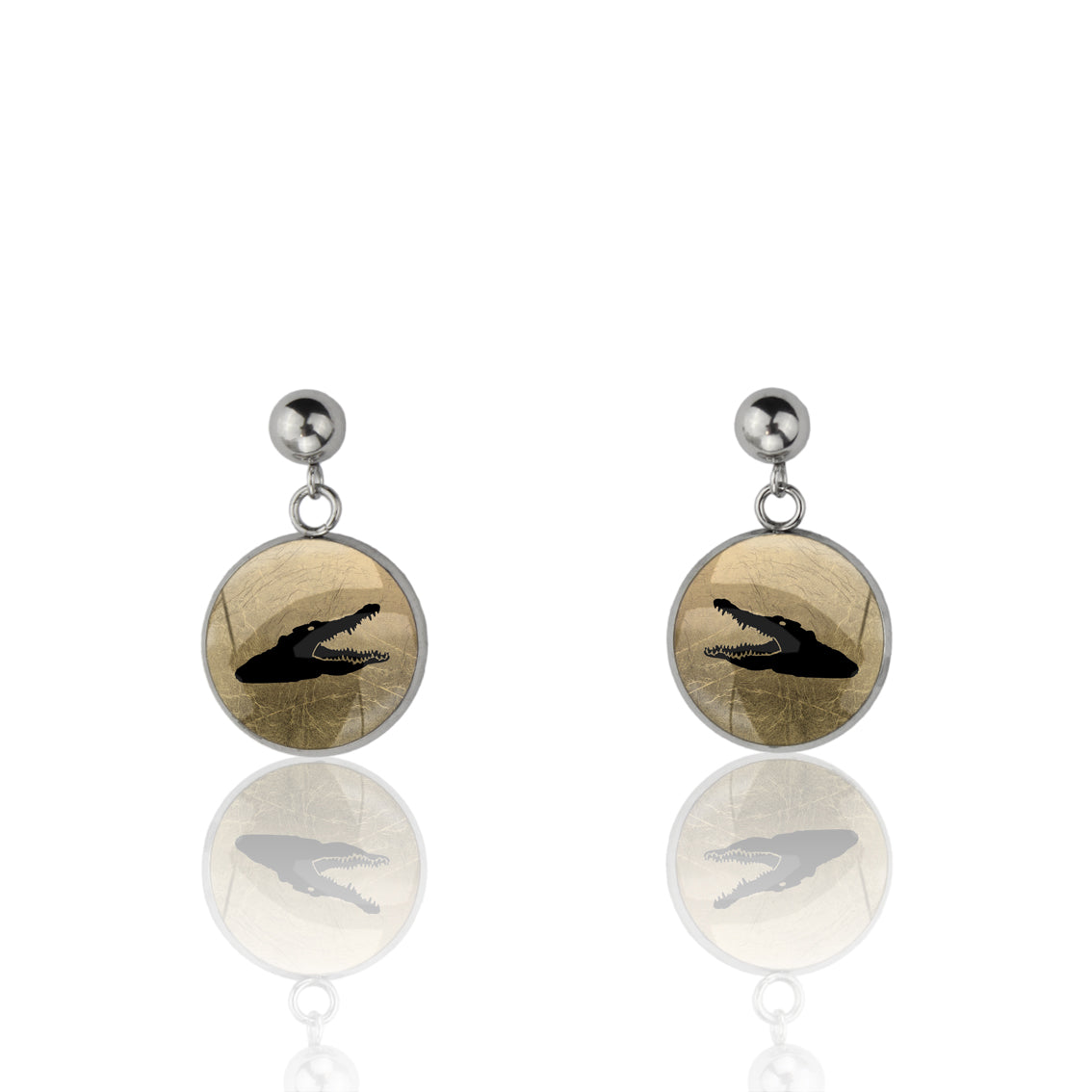 CROCODILE DANGLE DROP CIRCLE EARRINGS - MFY191S - on Satchel