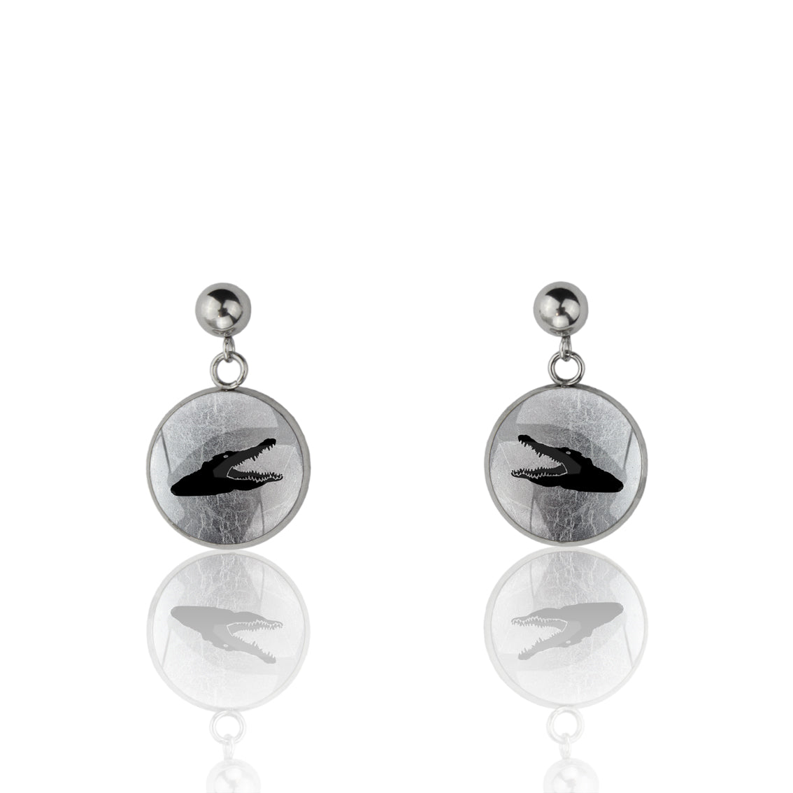 CROCODILE DANGLE DROP CIRCLE EARRINGS - MFY191S - on Satchel