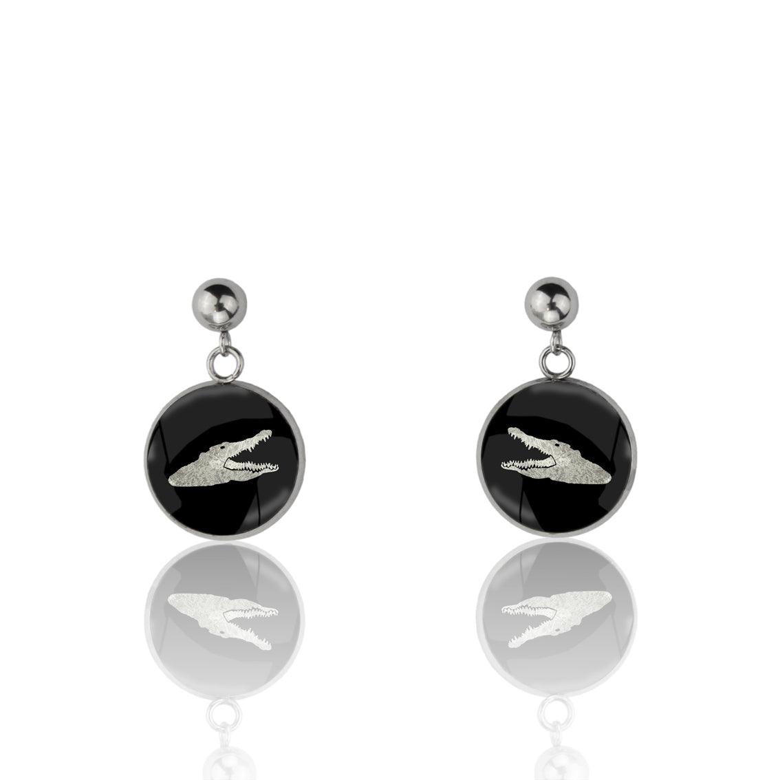 CROCODILE DANGLE DROP CIRCLE EARRINGS - MFY191S - on Satchel