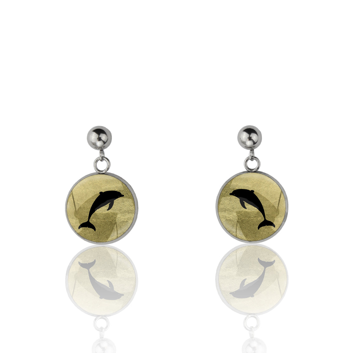 DOLPHIN DANGLE DROP CIRCLE EARRINGS - MFY157S - on Satchel