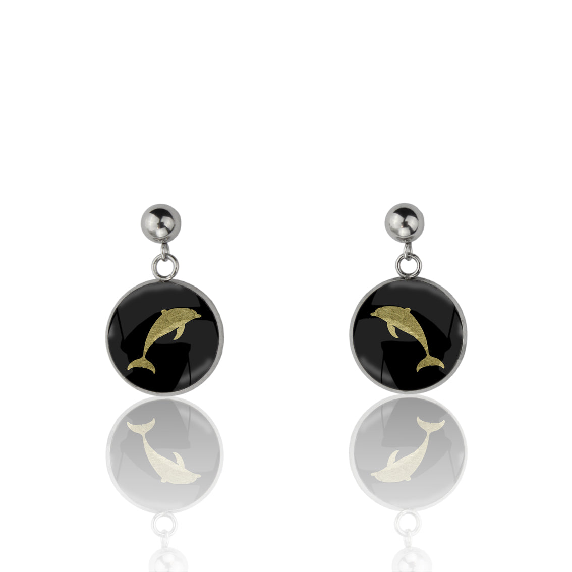 DOLPHIN DANGLE DROP CIRCLE EARRINGS - MFY157S - on Satchel