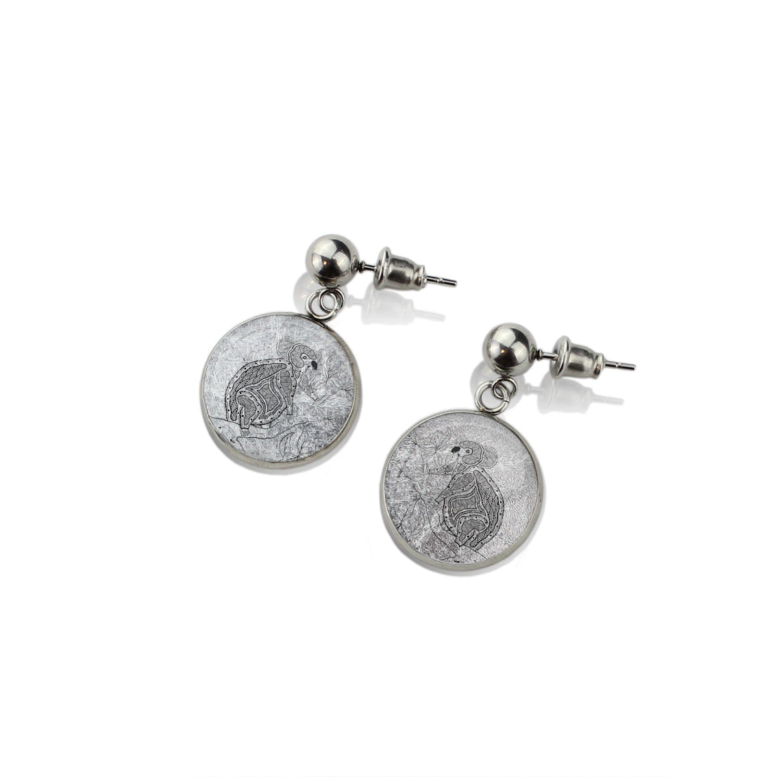 TROY LITTLE KOALA DANGLE DROP CIRCLE EARRINGS - SD454S - on Satchel