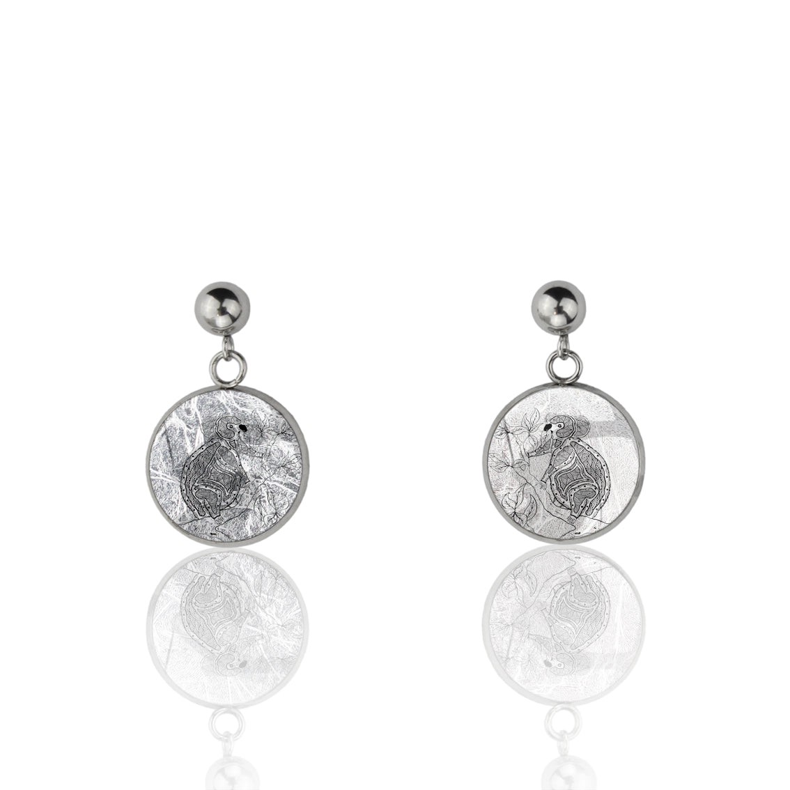 TROY LITTLE KOALA DANGLE DROP CIRCLE EARRINGS - SD454S - on Satchel