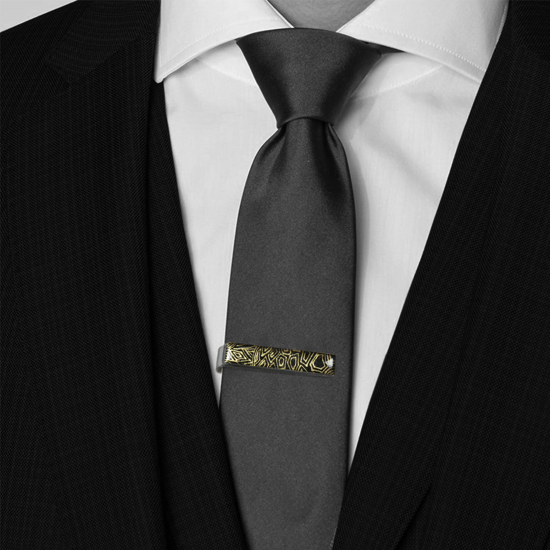 ELSIE GOLD AND BLACK ELEGANT TIE-CLIP - SD240