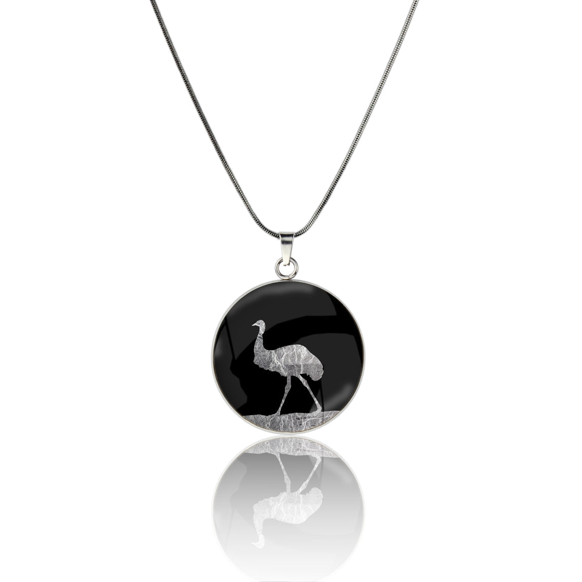 EMU CIRCLE PENDANT ON A CHAIN NECKLACE - MFY220 - in Circle Box