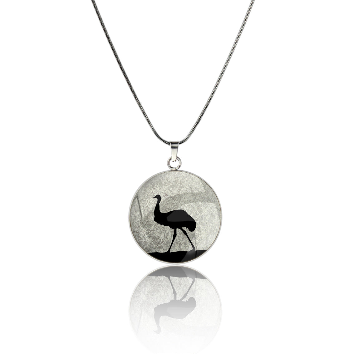 EMU CIRCLE PENDANT ON A CHAIN NECKLACE - MFY220S - on Satchel