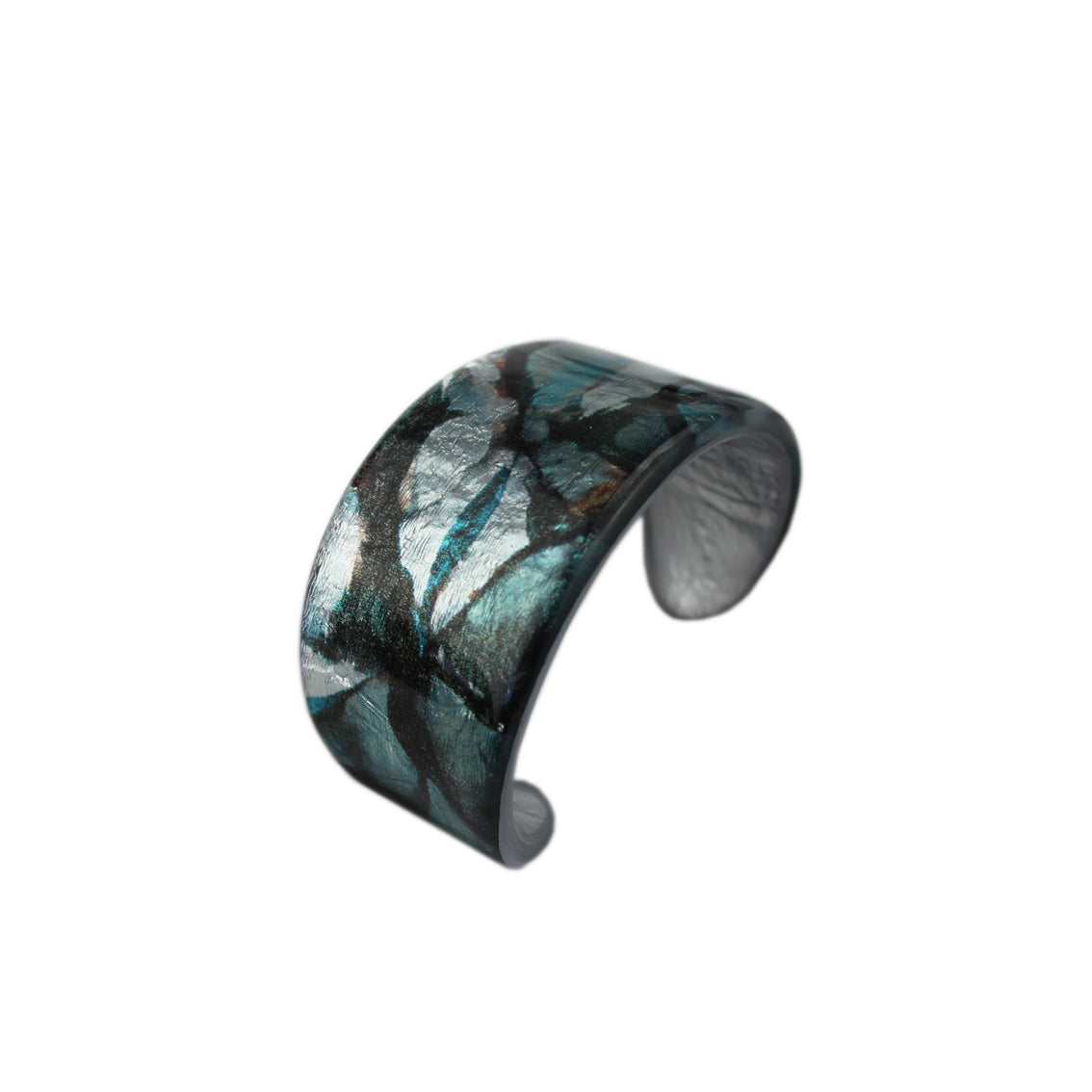 ENTREMELES GREY AND BLUE MONDRIAN TREE INSPIRED ADJUSTABLE WIDE BRACELET - D294