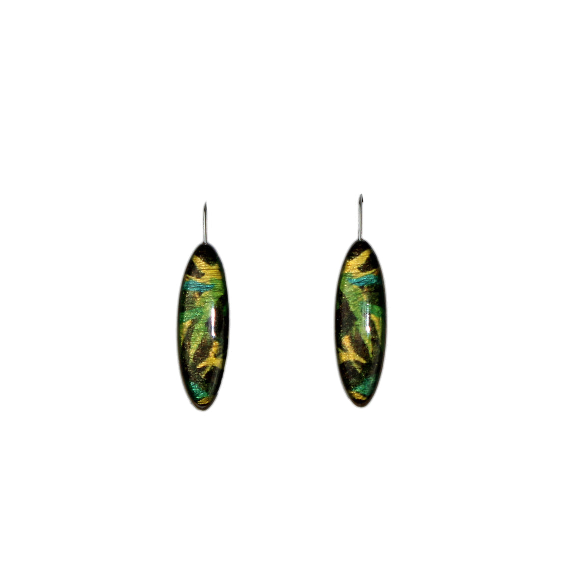 EUCALYPTUS IN SPRING GREEN DANGLE DROP LONG EARRINGS - D312