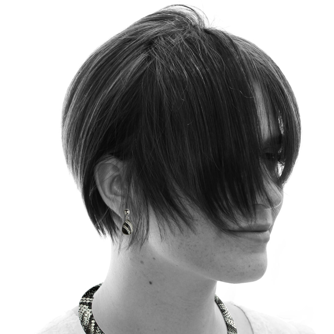 DANDLE DROP FABRIANNE SILVER AND BLACK EARRINGS - SD345 - in Circle Box