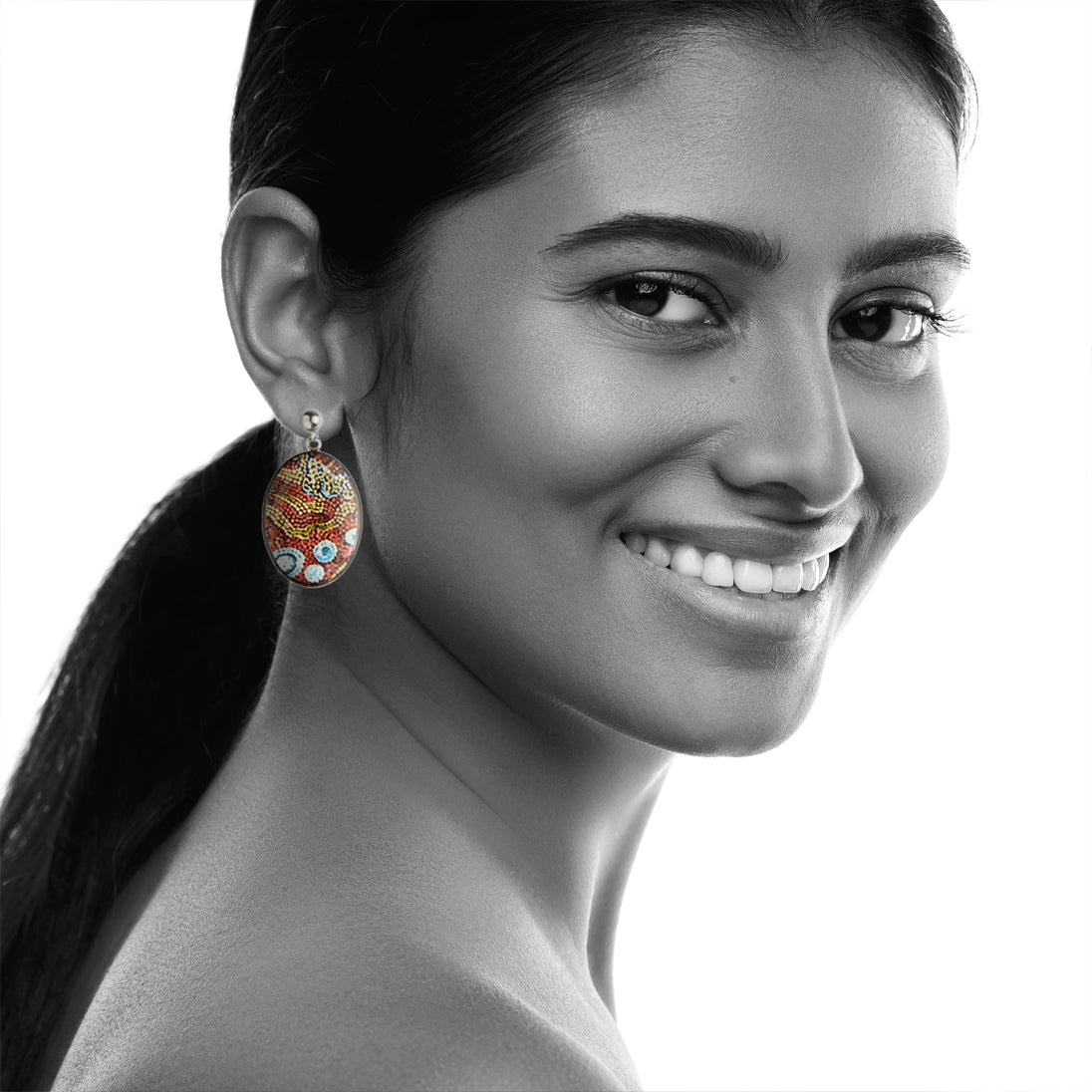 DANDLE DROP FABRIANNE OVAL MULTICOLOR EARRINGS - SD361S - on Satchel