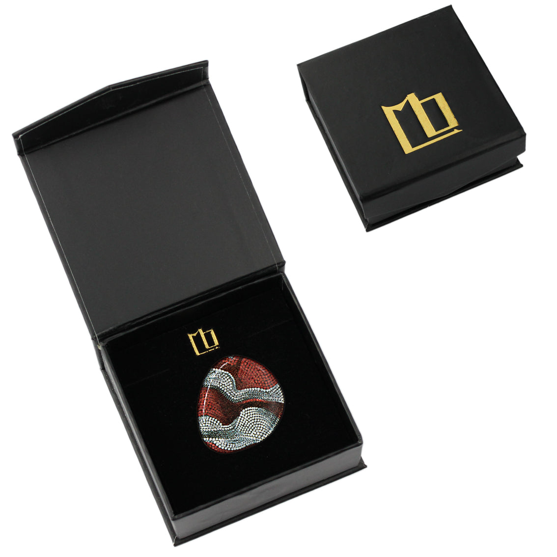 FABRIANNE RED AND SILVER STATEMENT ADJUSTABLE RING - SD343