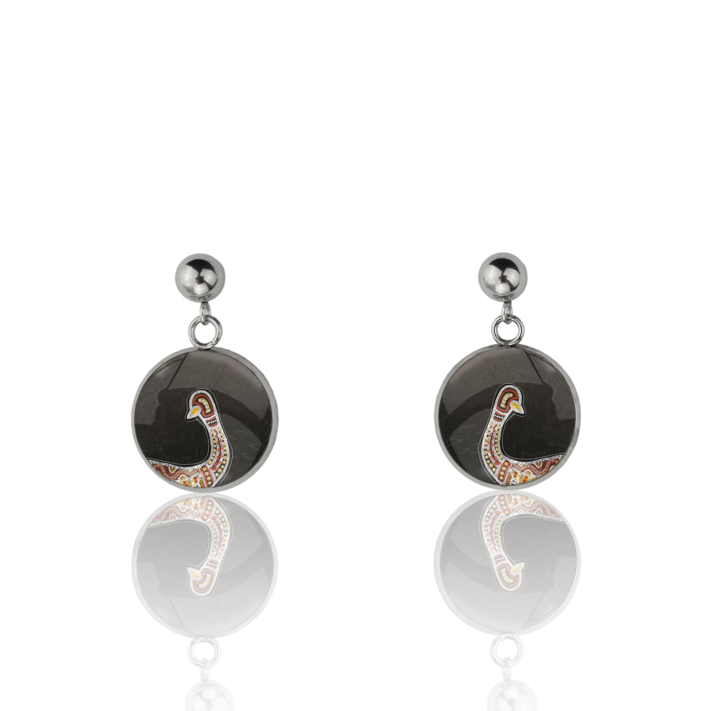 GAVIN EMU DANGLE DROP CIRCLE EARRINGS - M135S - on Satchel