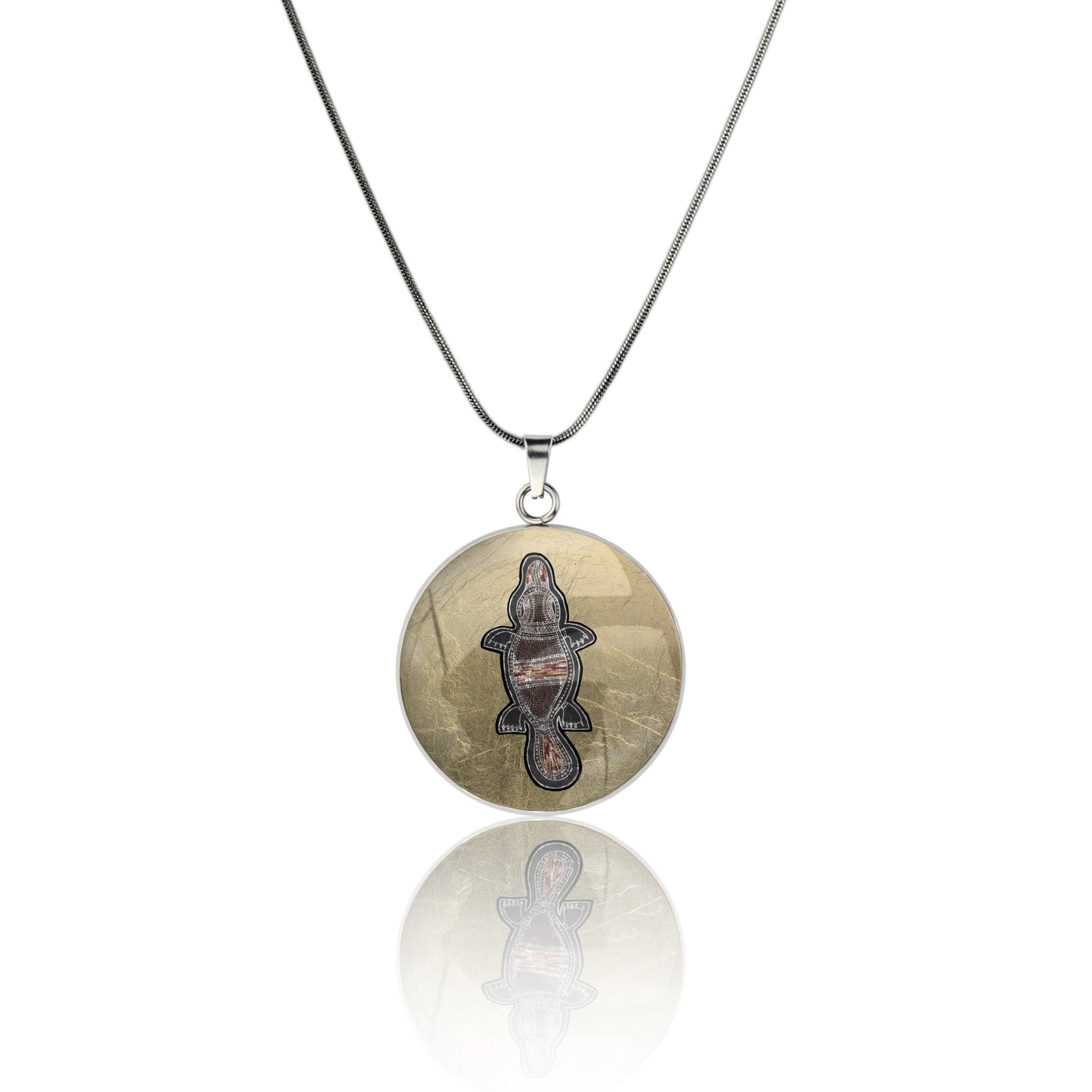 GAVIN PLATYPUS CIRCLE PENDANT ON A CHAIN NECKLACE - M151S - on Satchel