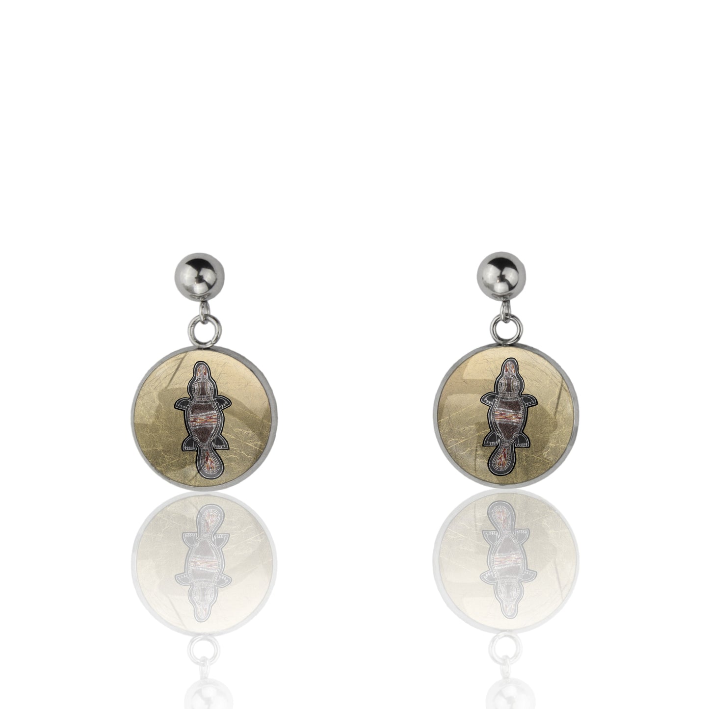 GAVIN PLATYPUS DANGLE DROP CIRCLE EARRINGS - M150 - in Circle Box