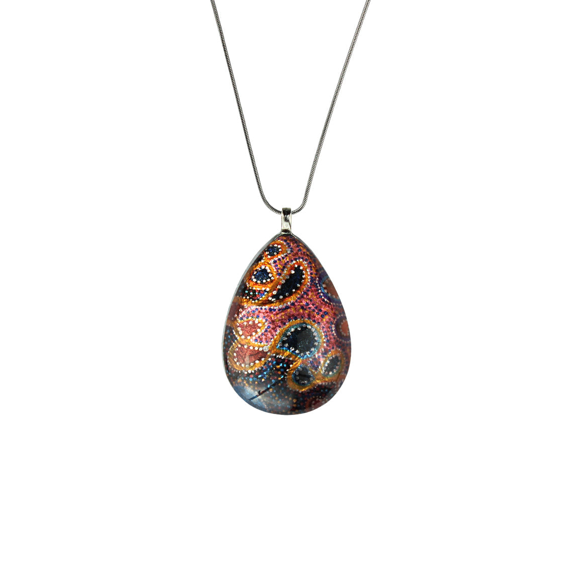 GAYLE ORANGE LARGE DROP PENDANT ON A CHAIN NECKLACE - SD008