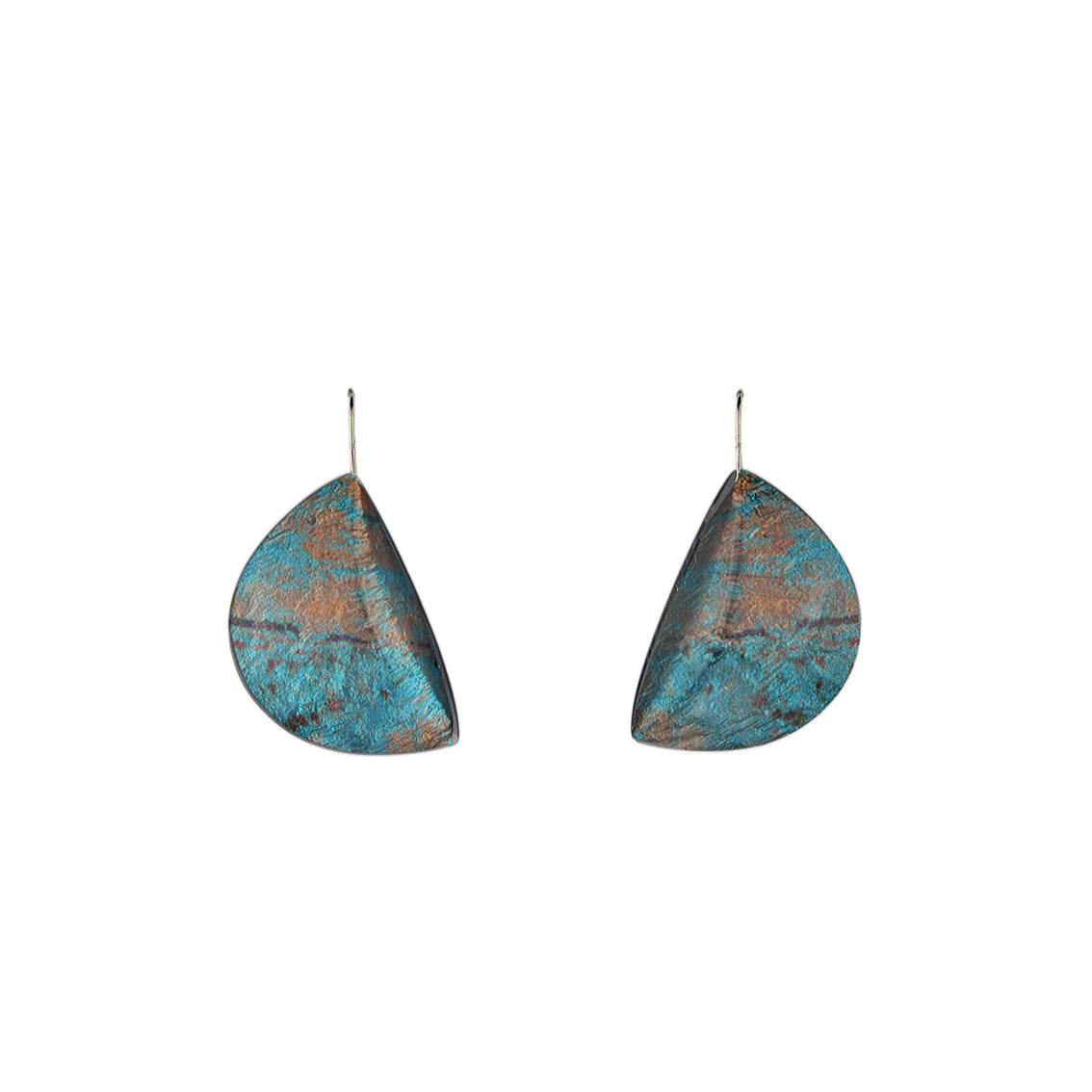 GIRL OF THE OPERA AQUA AND LILAC DANGLE DROP MOON SHAPE EARRINGS - D764