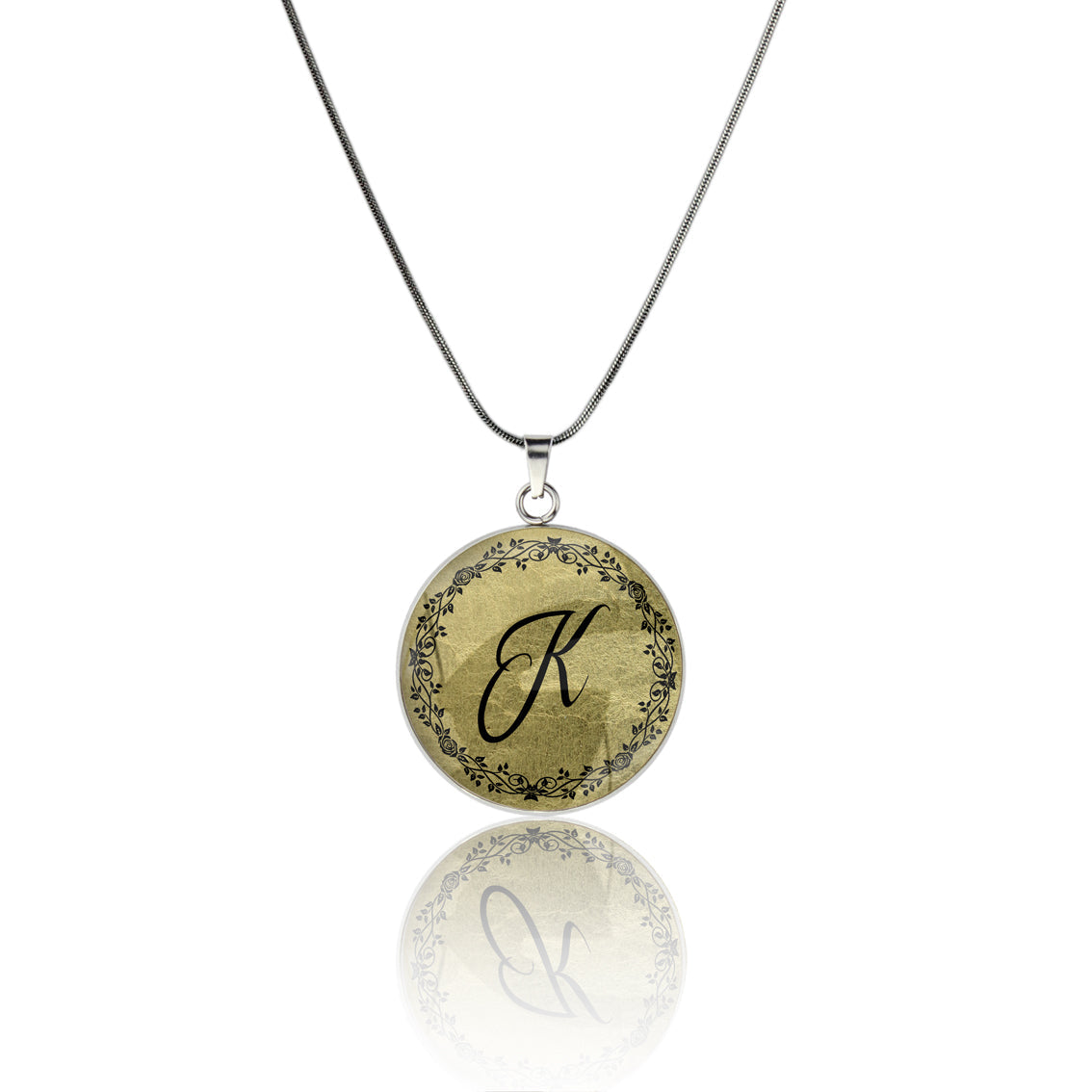 INITIAL CIRCLE PENDANT ON A CHAIN NECKLACE - MFY96S - on Satchel