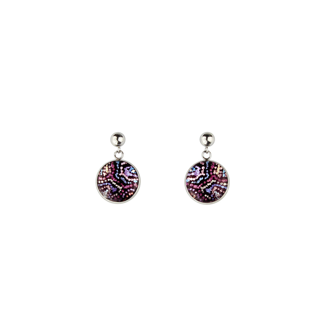 DANDLE DROP JOY CIRCLE PURPLE EARRINGS - SD083S - on Satchel