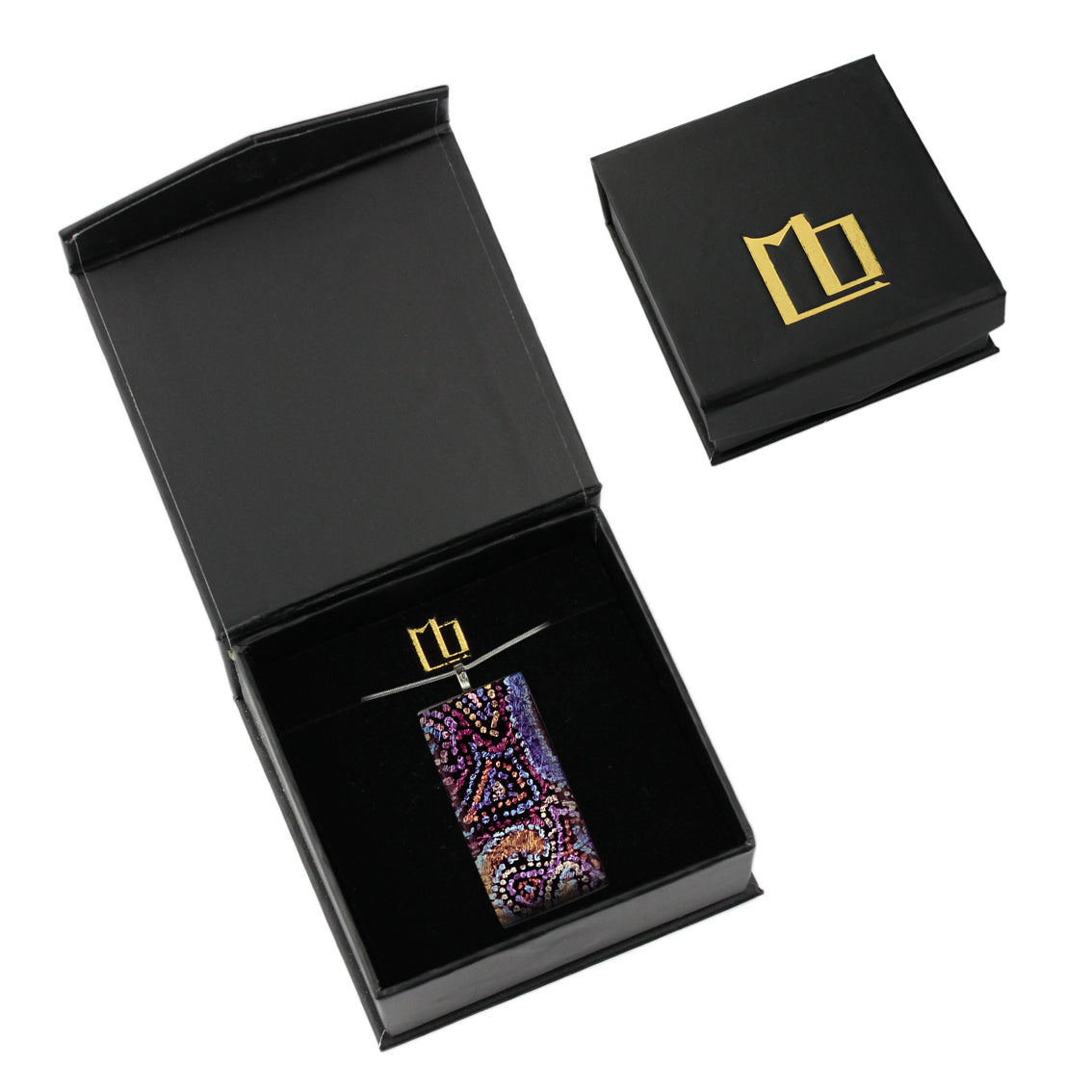JOY PURPLE LARGE RECTANGLE PENDANT ON A CHAIN NECKLACE - SD092