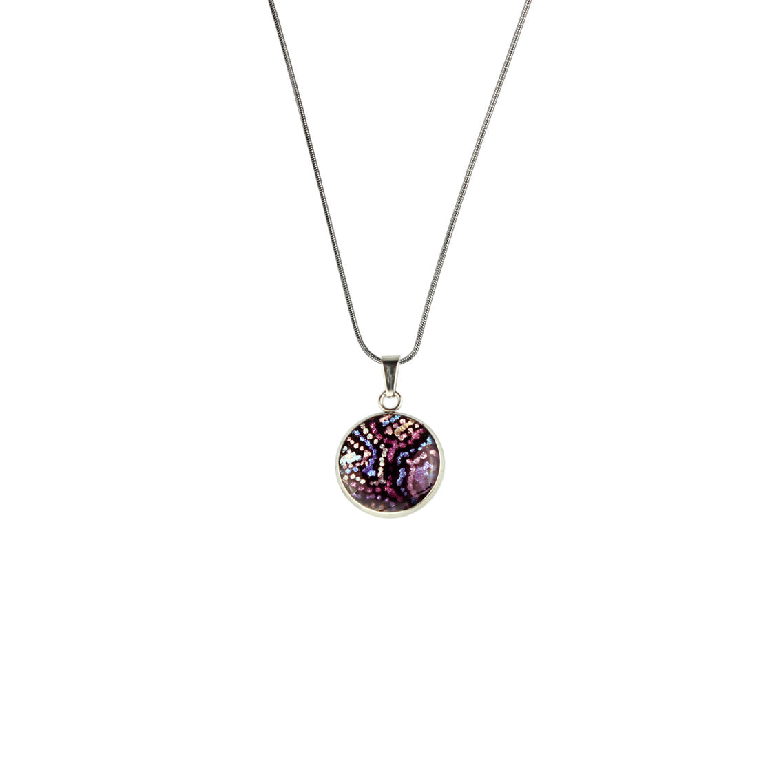 JOY PURPLE XS CIRCLE PENDANT ON A CHAIN NECKLACE - SD089S - on Satchel