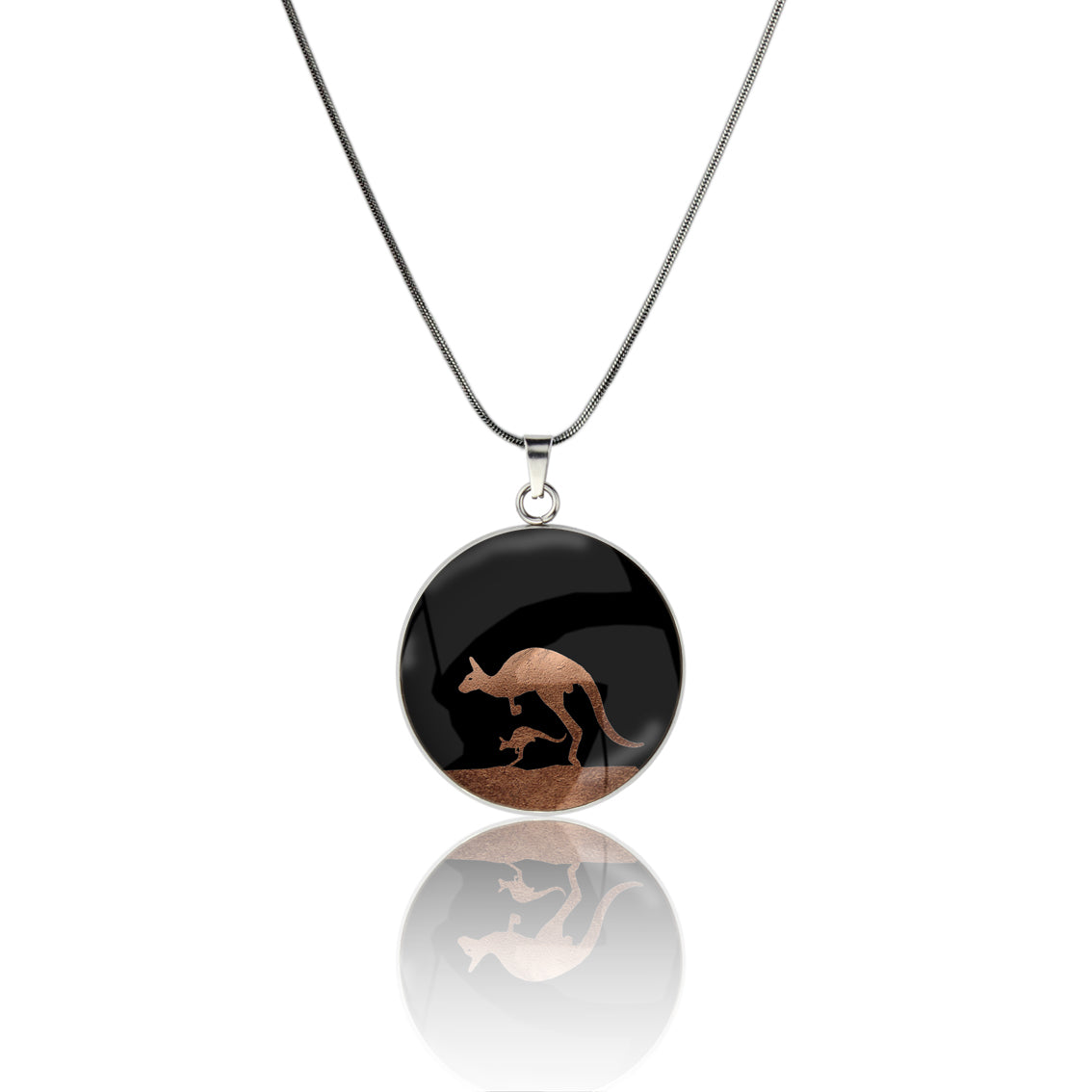 KANGAROO CIRCLE PENDANT ON A CHAIN NECKLACE - MFY140 - in Circle Box