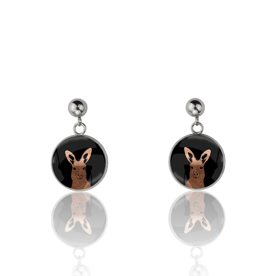 KANGAROO CLOSE-UP DANGLE DROP CIRCLE EARRINGS - MFY137S - on Satchel