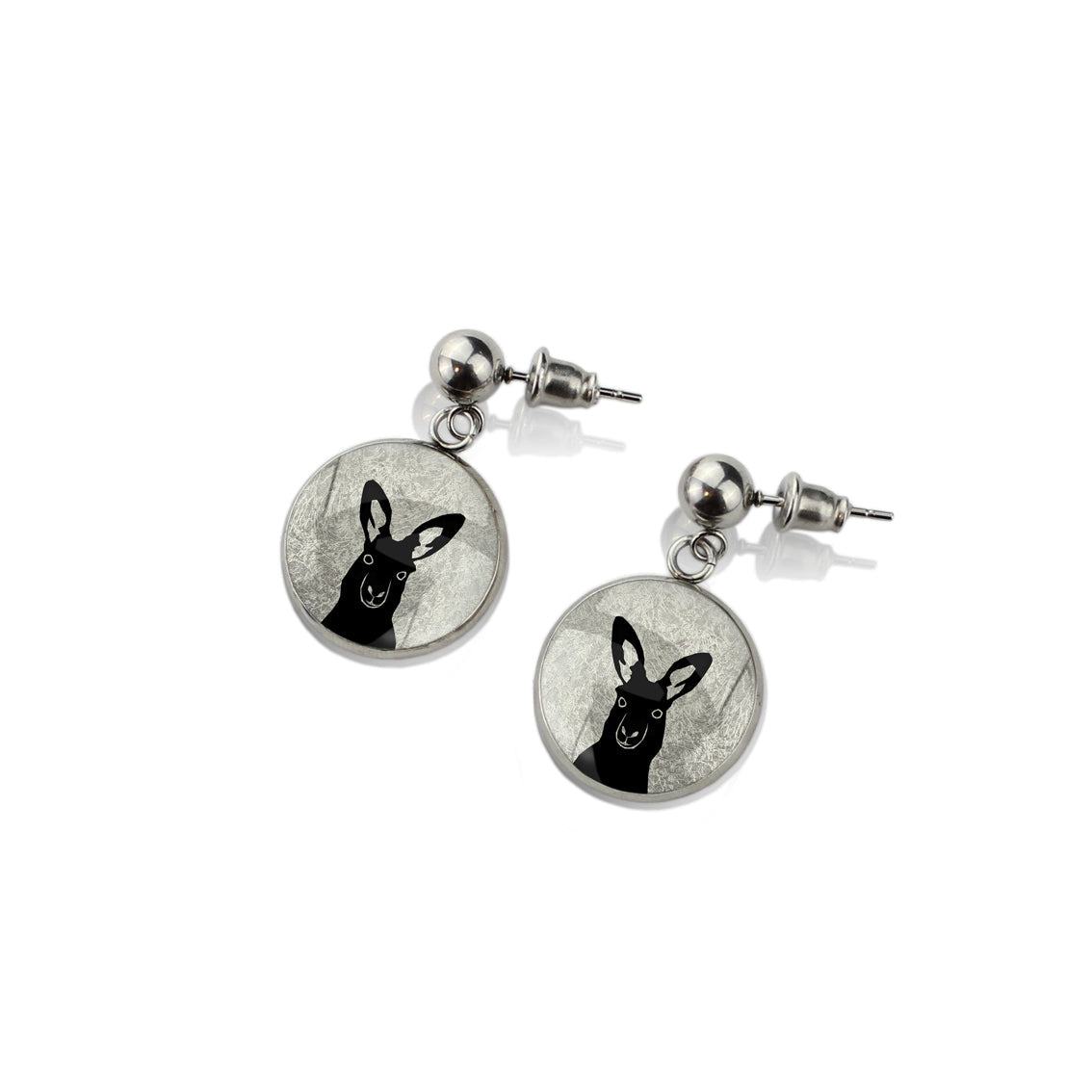 KANGAROO CLOSE-UP DANGLE DROP CIRCLE EARRINGS - MFY137S - on Satchel