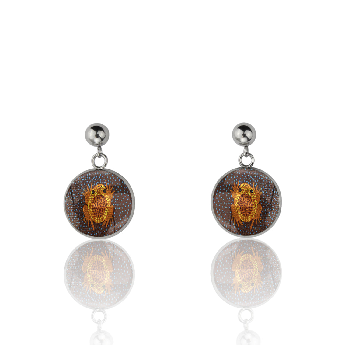 KATHLEEN DESERT FROG DANGLE DROP CIRCLE EARRINGS - M159 - in Circle Box