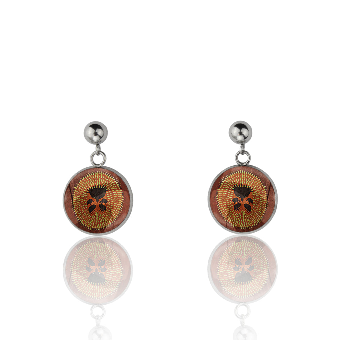KATHLEEN ECHIDNA DANGLE DROP CIRCLE EARRINGS - M153S - on Satchel