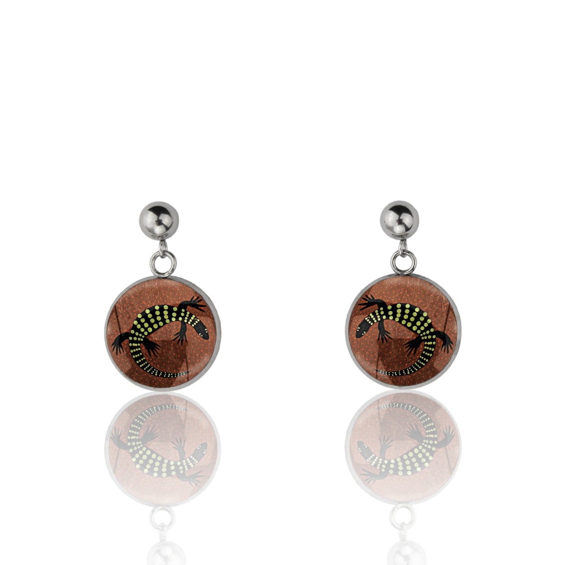 KATHLEEN GOANNA DANGLE DROP CIRCLE EARRINGS - M156 - in Circle Box