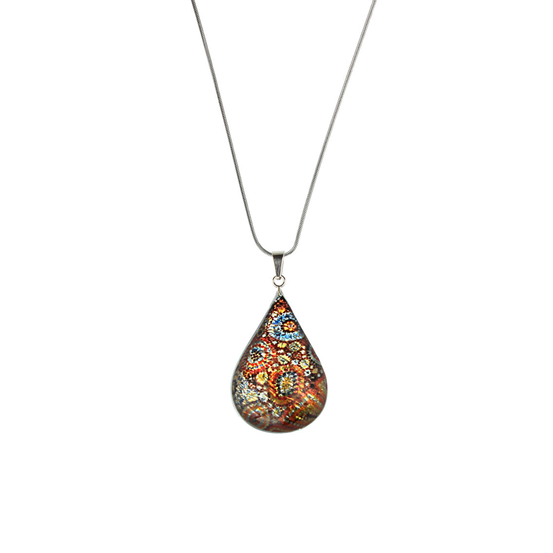 CROCODILE STORY DOMED DROP PENDANT ON A CHAIN NECKLACE - SD298