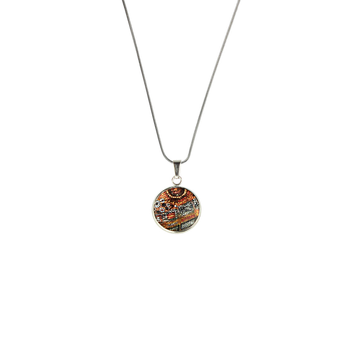 CROCODILE STORY XS CIRCLE PENDANT ON A CHAIN NECKLACE - SD296S - on Satchel