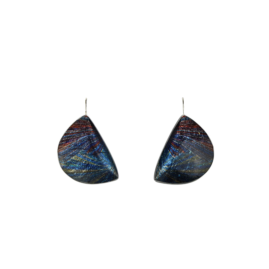DANDLE DROP WOMAN SEA STORY MOON SHAPE BLUE LARGE EARRINGS - SD312