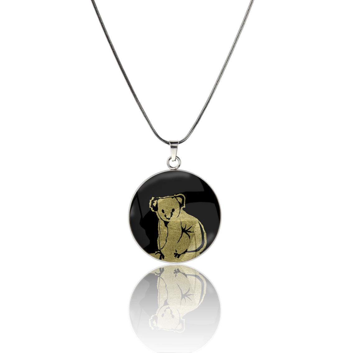 KOALA CIRCLE PENDANT ON A CHAIN NECKLACE - MFY240S - on Satchel