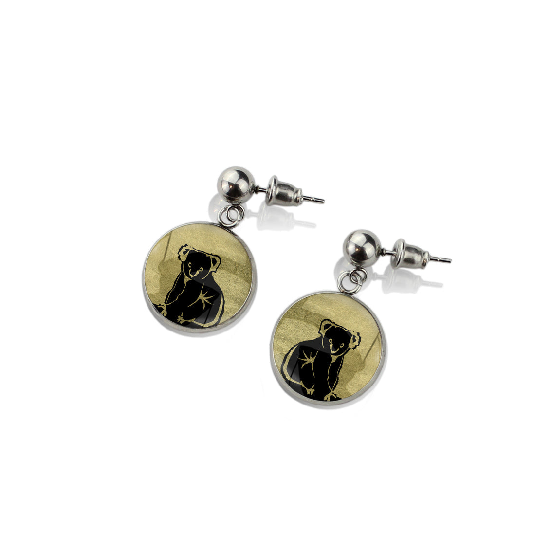 KOALA DANGLE DROP CIRCLE EARRINGS - MFY238S - on Satchel