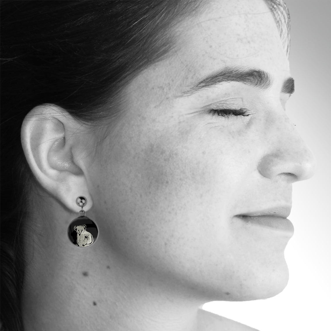 KOALA DANGLE DROP CIRCLE EARRINGS - MFY238S - on Satchel