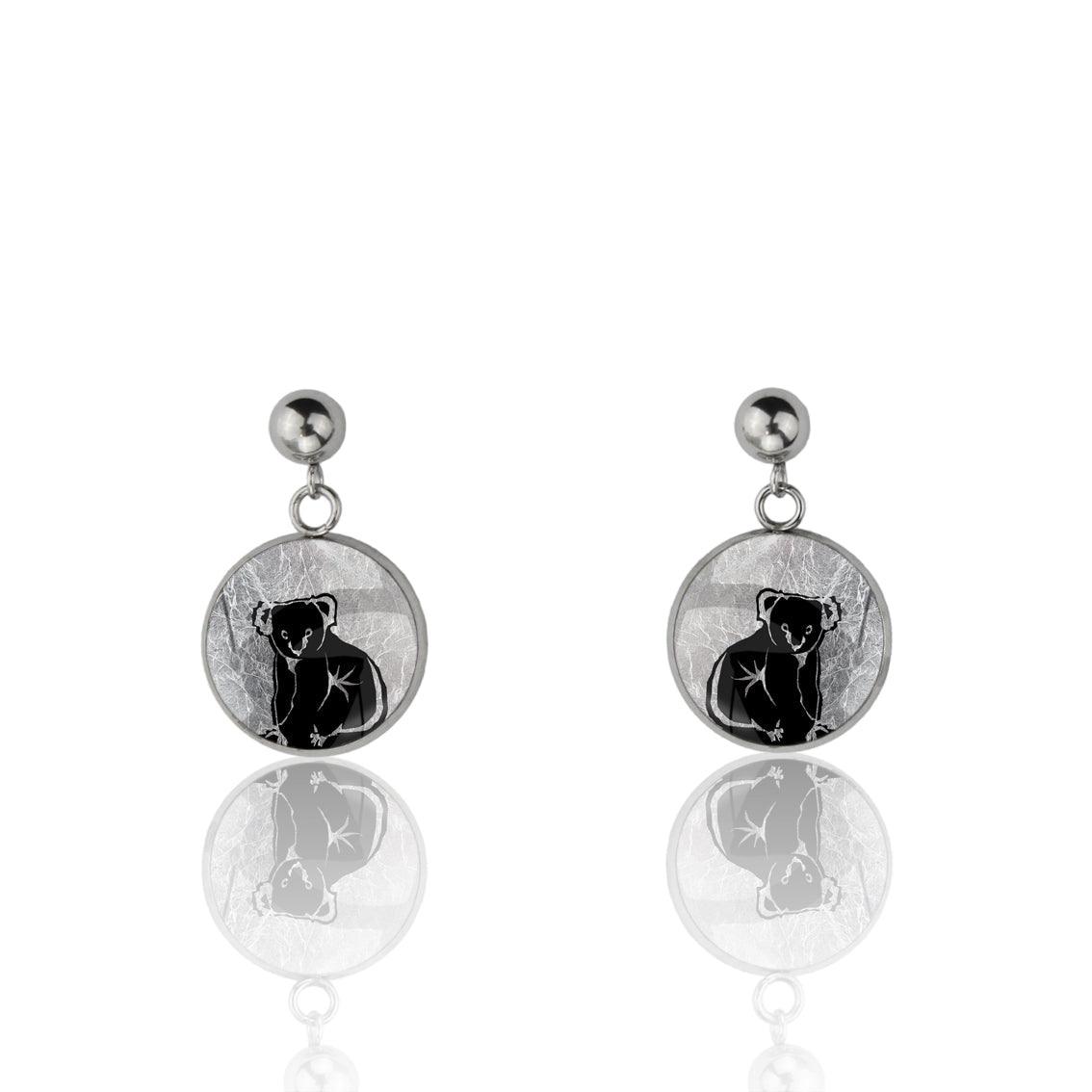 KOALA DANGLE DROP CIRCLE EARRINGS - MFY238 - in Circle Box