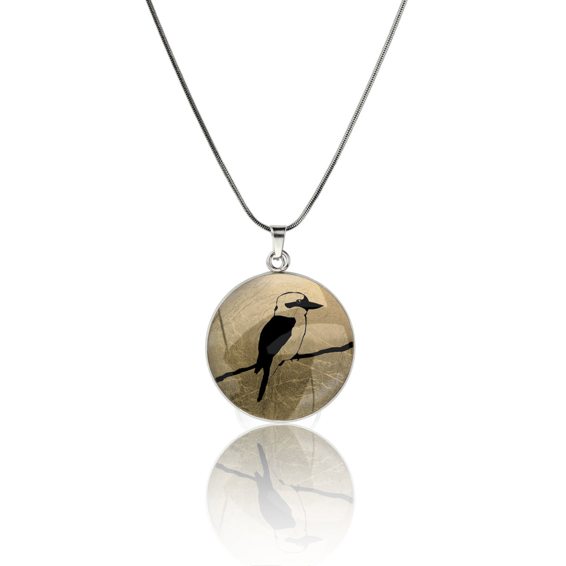 KOOKABURRA CIRCLE PENDANT ON A CHAIN NECKLACE - MFY150S - on Satchel