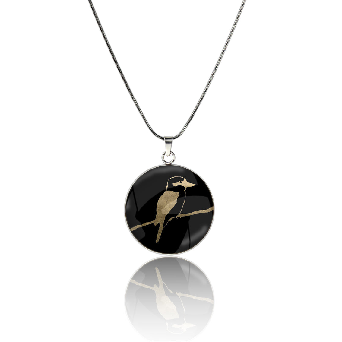 KOOKABURRA CIRCLE PENDANT ON A CHAIN NECKLACE - MFY150S - on Satchel