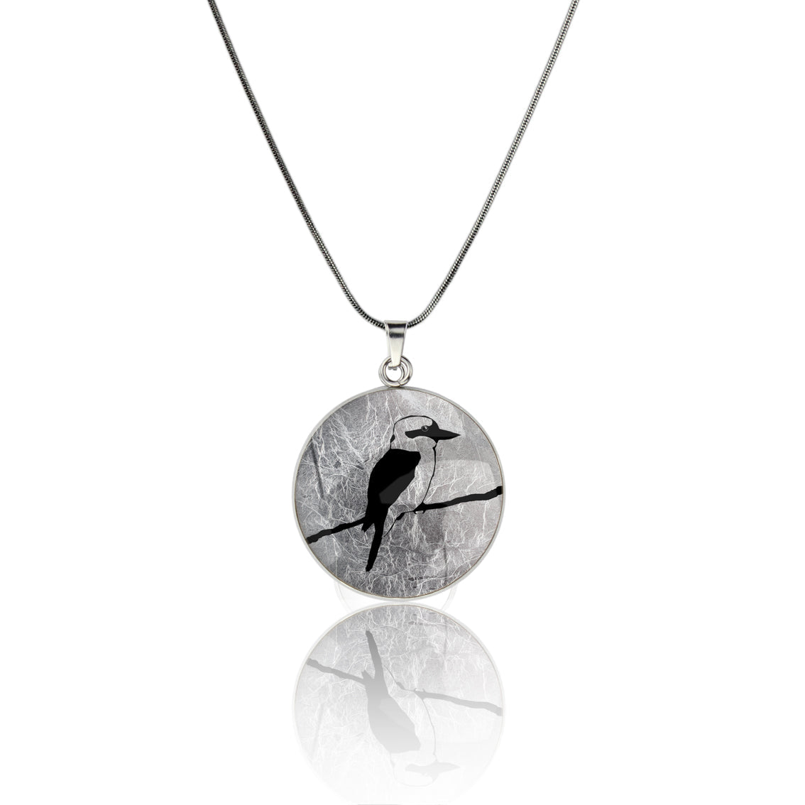 KOOKABURRA CIRCLE PENDANT ON A CHAIN NECKLACE - MFY150 - in Circle Box