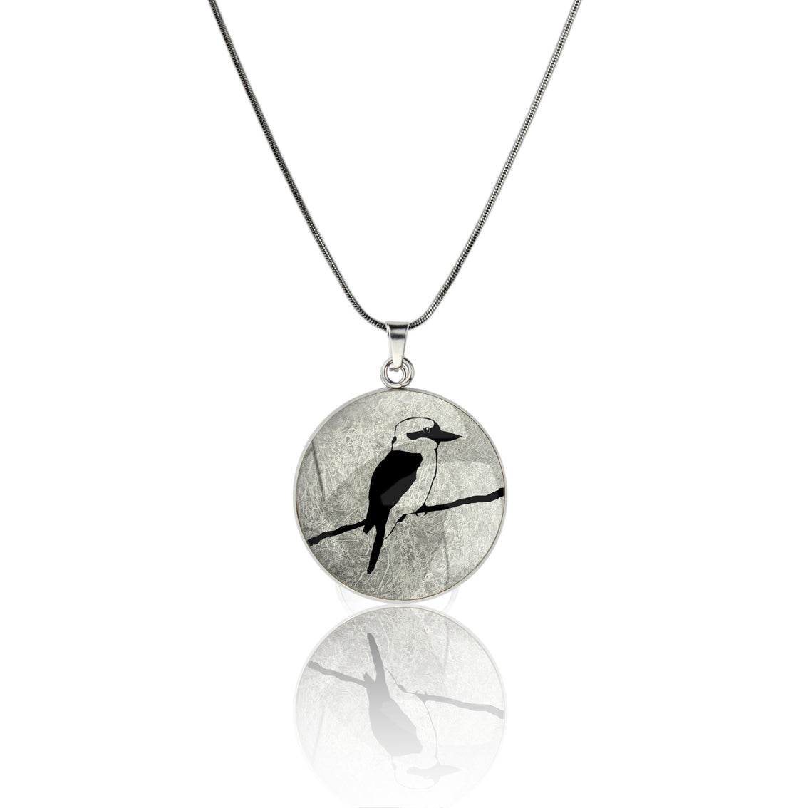 KOOKABURRA CIRCLE PENDANT ON A CHAIN NECKLACE - MFY150S - on Satchel