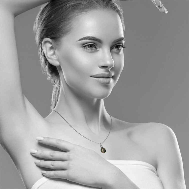 LOLA BLACK ON GOLD XS DROP PENDANT ON A CHAIN NECKLACE - SD477S - on Satchel