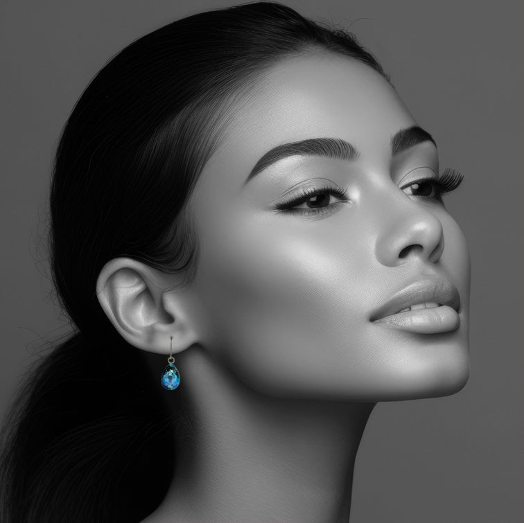 MEDITATION BLUE DANGLE DROP EARRINGS - M020 - in Circle Box