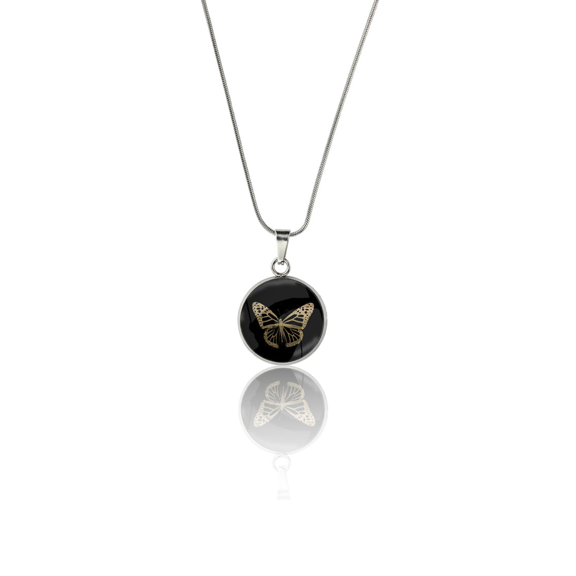 BUTTERFLY XS CIRCLE PENDANT ON A CHAIN NECKLACE - MFY256 - in Circle Box